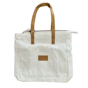 2/$30 Cozy Earth Lined White Canvas Tote Bag